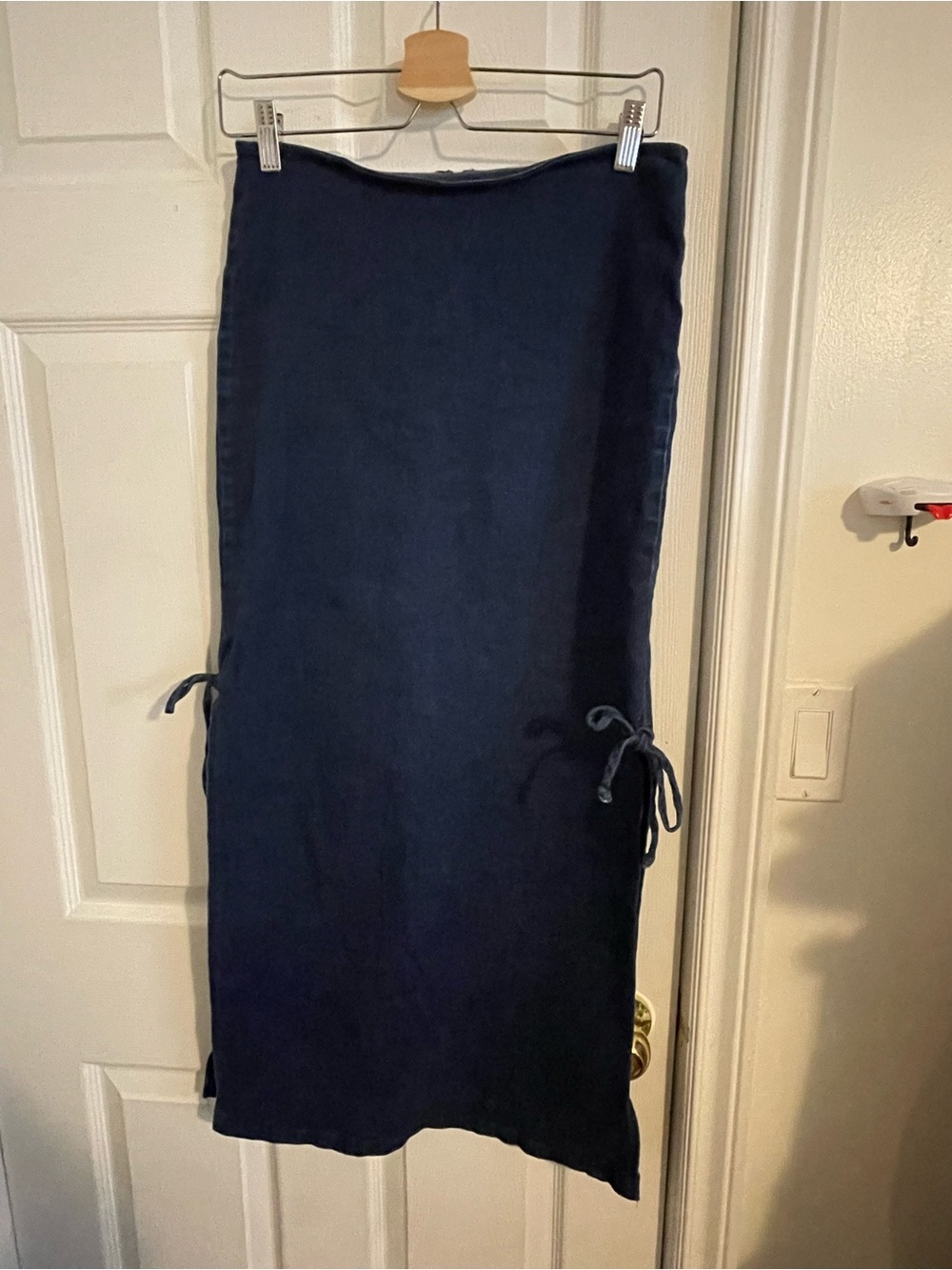 Vintage Denim Midi Tie-Side Skirt